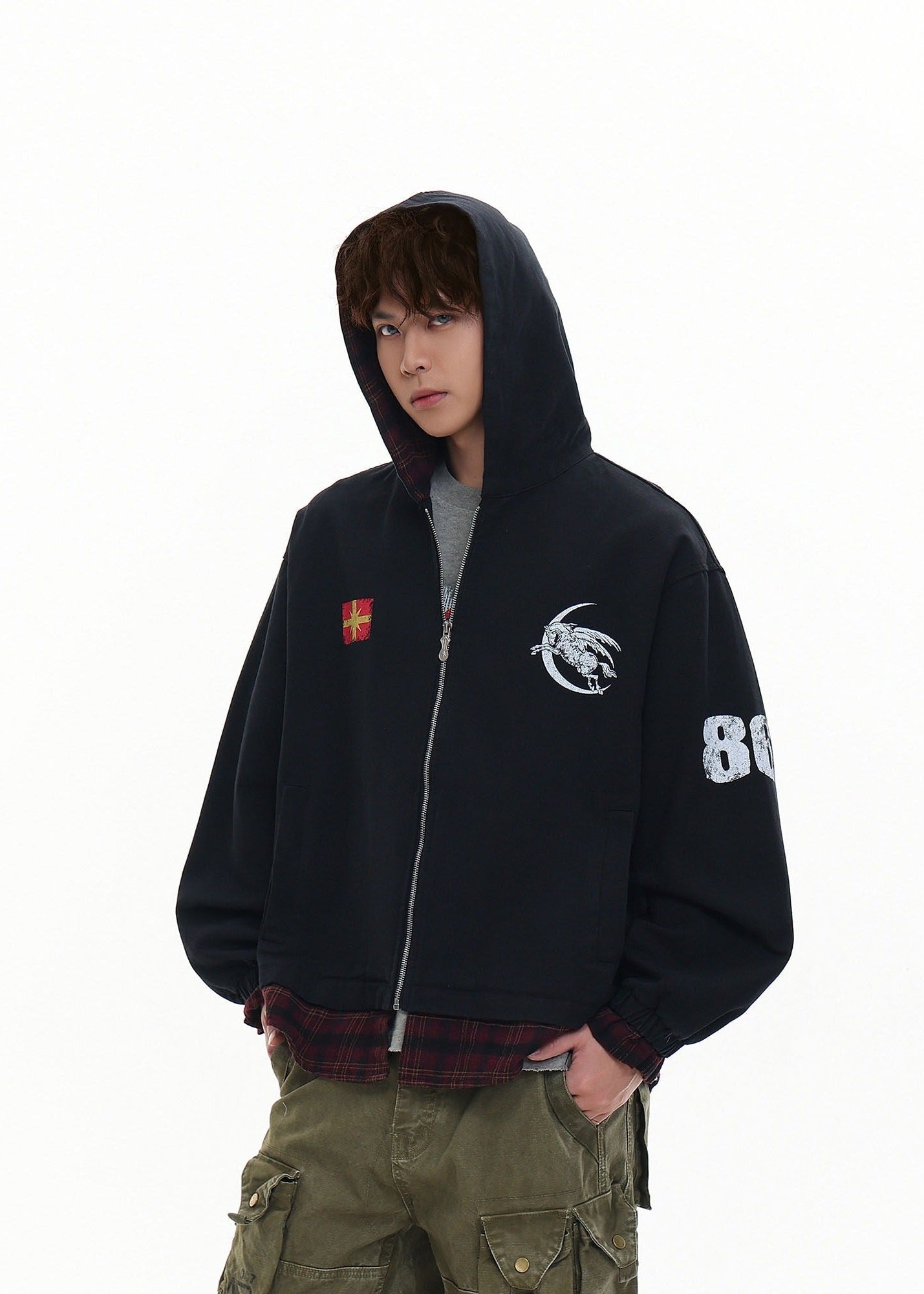 Vintage Plaid Layered Hoodie - Rick Circus