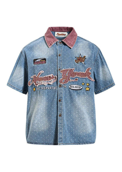 Vintage Polka Dot Denim T-Shirt - Rick Circus
