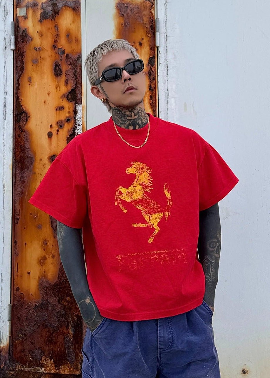 Vintage Rearing Horse Graphic T-Shirt - Rick Circus