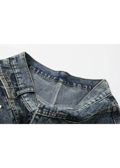 Vintage Rivet Washed Denim Baggy Shorts - Rick Circus