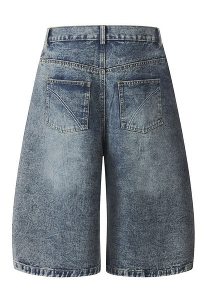 Vintage Rivet Washed Denim Baggy Shorts - Rick Circus