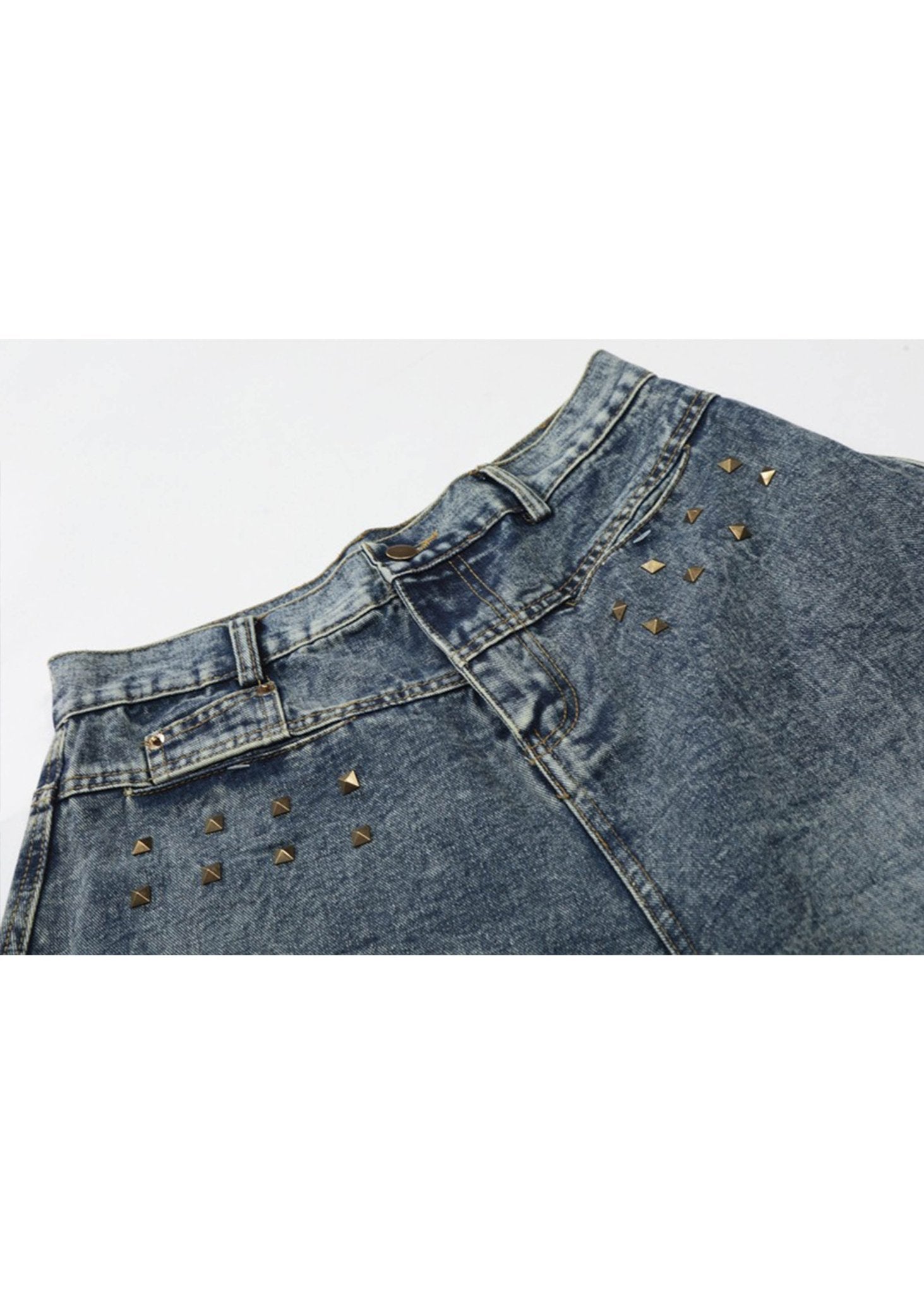 Vintage Rivet Washed Denim Baggy Shorts - Rick Circus