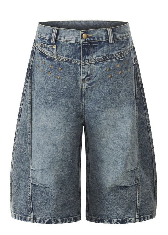 Vintage Rivet Washed Denim Baggy Shorts - Rick Circus