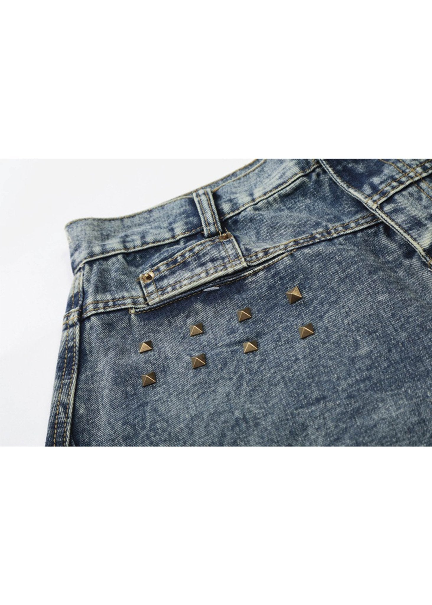Vintage Rivet Washed Denim Baggy Shorts - Rick Circus