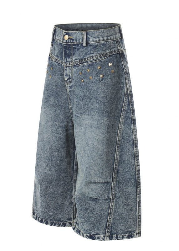Vintage Rivet Washed Denim Baggy Shorts - Rick Circus