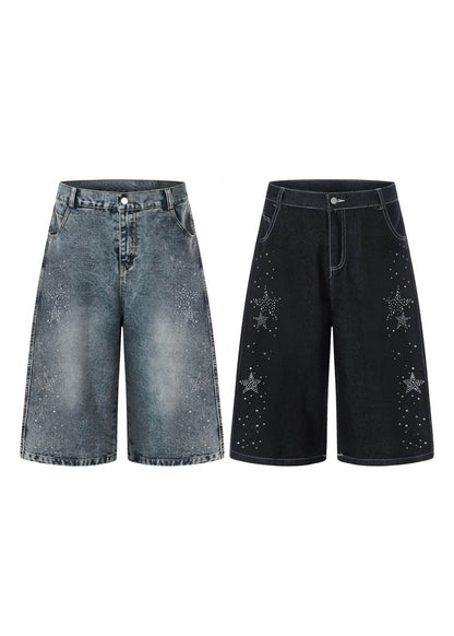Vintage Star Rhinestone Denim Shorts - Rick Circus