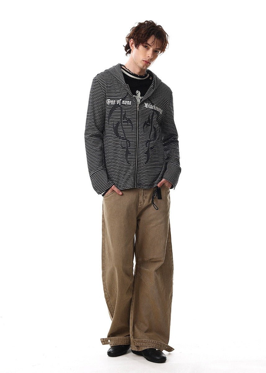 Vintage Striped Zip - Up Hoodie - Rick Circus