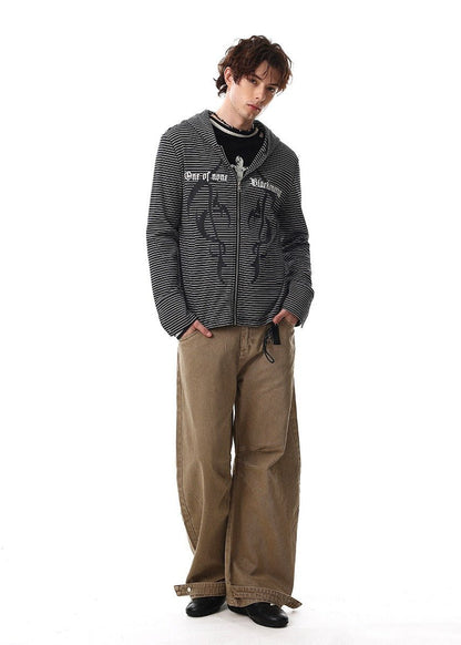 Vintage Striped Zip - Up Hoodie - Rick Circus