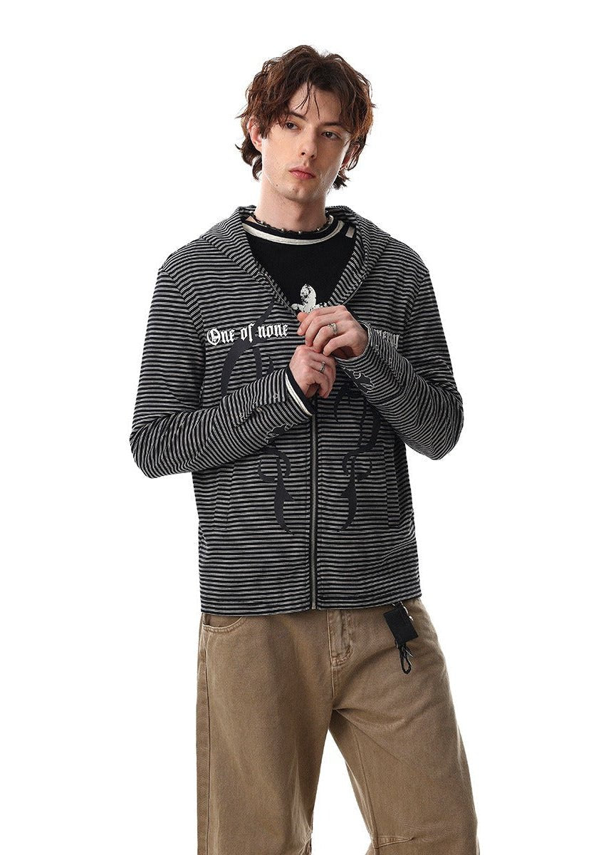 Vintage Striped Zip - Up Hoodie - Rick Circus