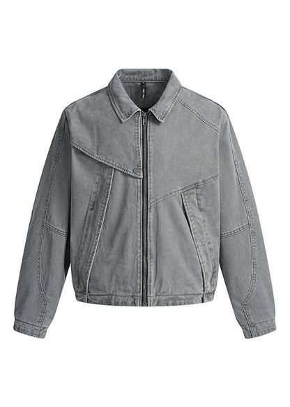 Vintage Washed Asymmetric Denim Jacket - Rick Circus