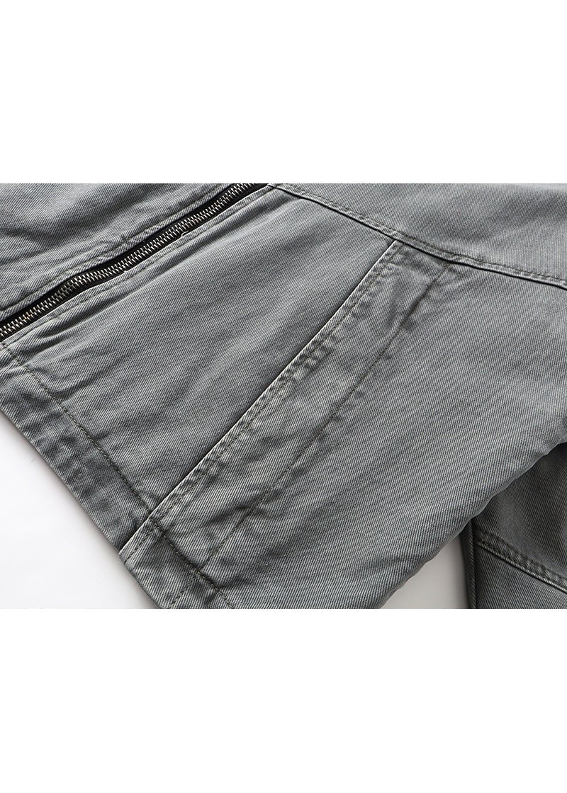 Vintage Washed Asymmetric Denim Jacket - Rick Circus