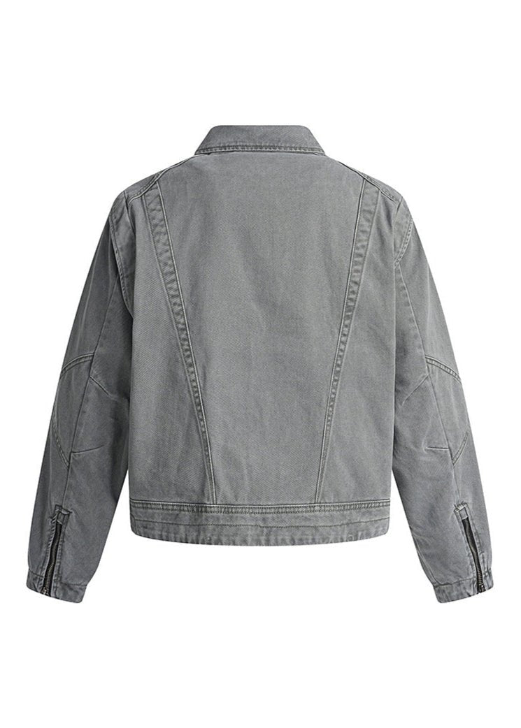 Vintage Washed Asymmetric Denim Jacket - Rick Circus