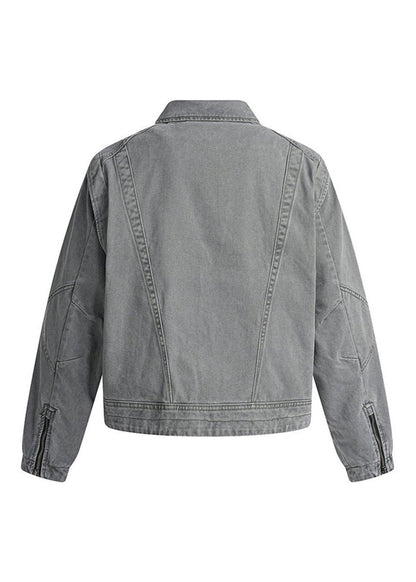Vintage Washed Asymmetric Denim Jacket - Rick Circus