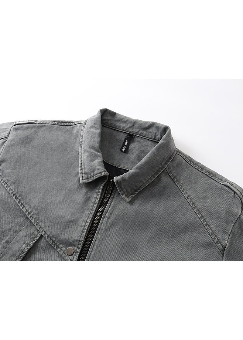 Vintage Washed Asymmetric Denim Jacket - Rick Circus