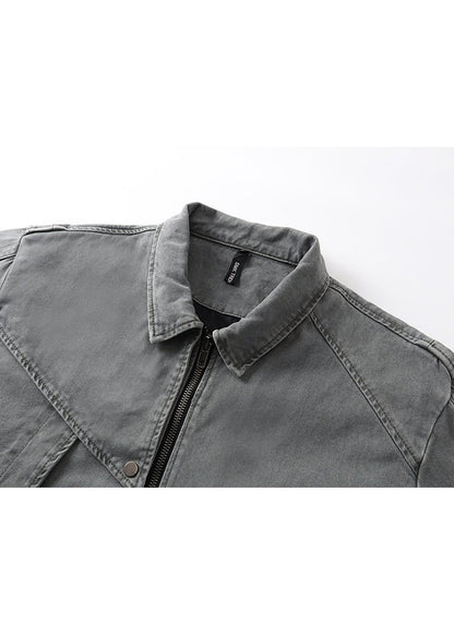 Vintage Washed Asymmetric Denim Jacket - Rick Circus