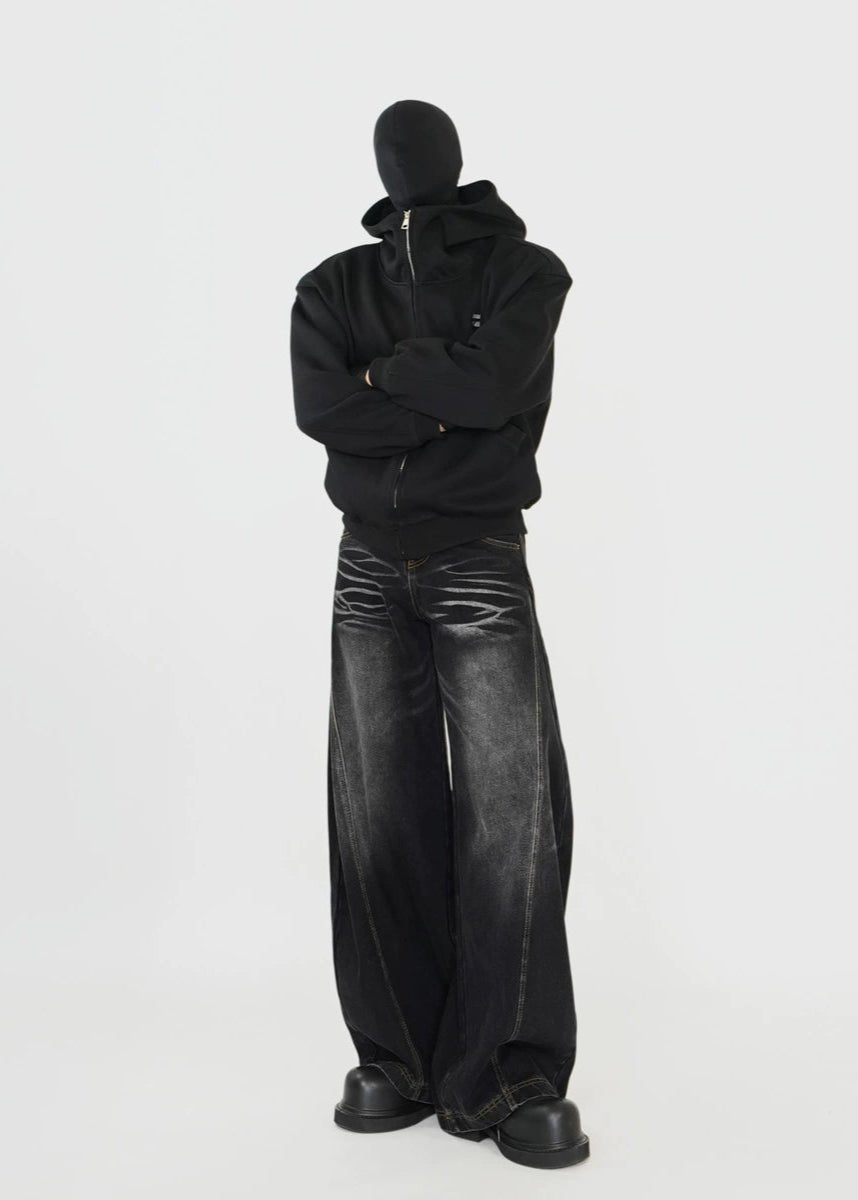 Vintage Washed Curved - Cut Baggy Jeans - Rick Circus