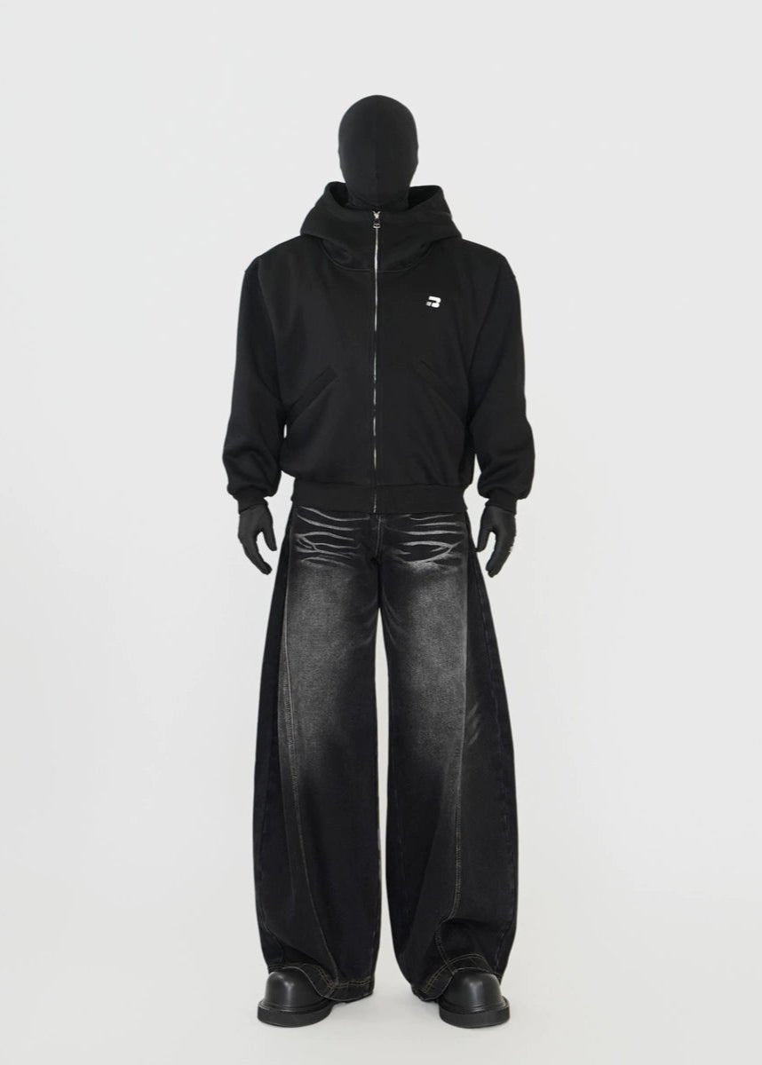 Vintage Washed Curved - Cut Baggy Jeans - Rick Circus