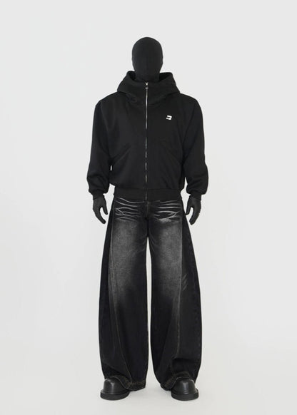 Vintage Washed Curved - Cut Baggy Jeans - Rick Circus