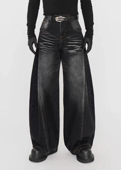 Vintage Washed Curved - Cut Baggy Jeans - Rick Circus