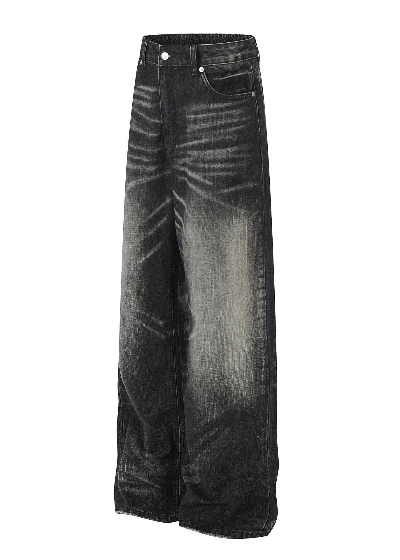 Vintage Washed Distressed Denim Wide Leg Pants - Rick Circus