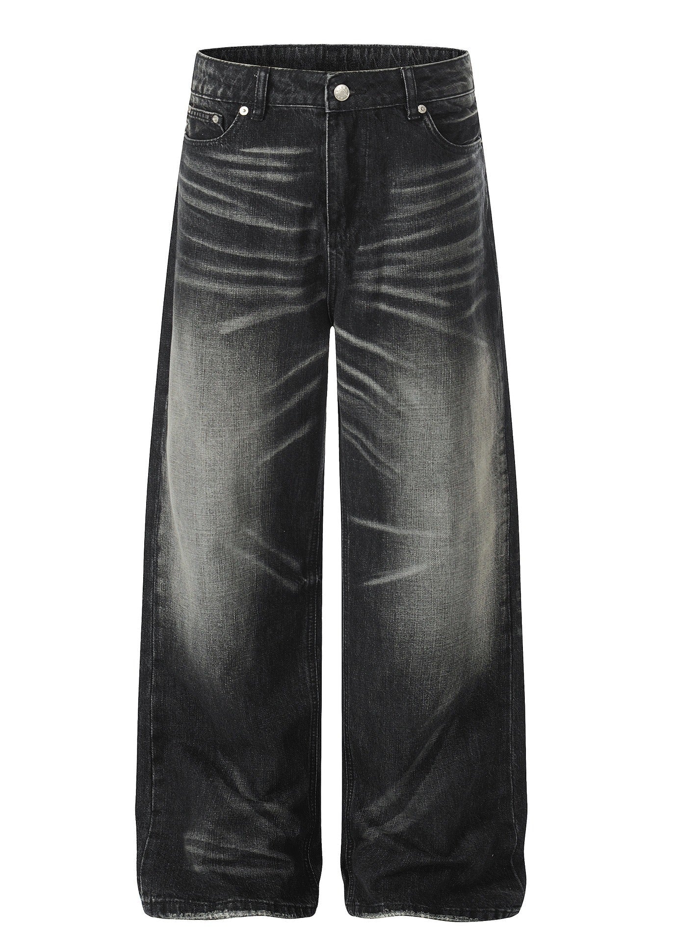 Vintage Washed Distressed Denim Wide Leg Pants - Rick Circus