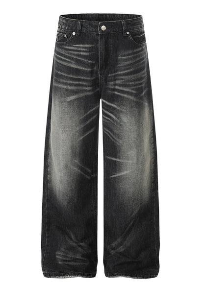 Vintage Washed Distressed Denim Wide Leg Pants - Rick Circus