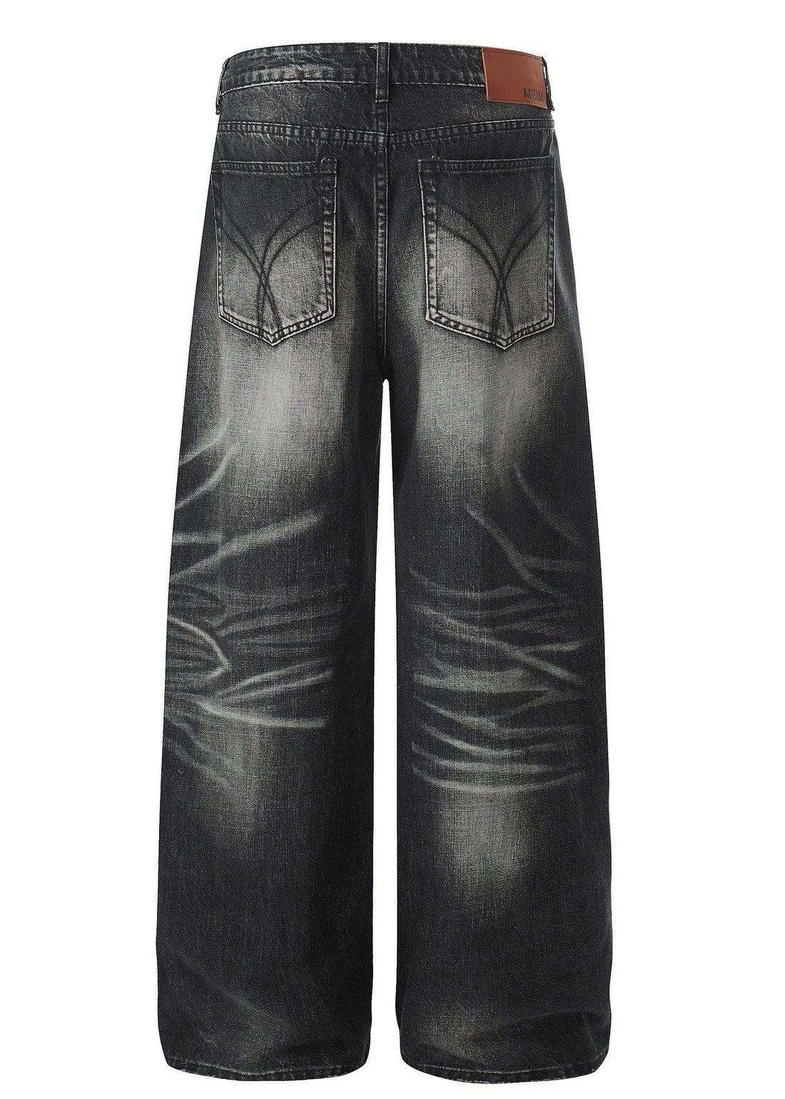 Vintage Washed Distressed Denim Wide Leg Pants - Rick Circus
