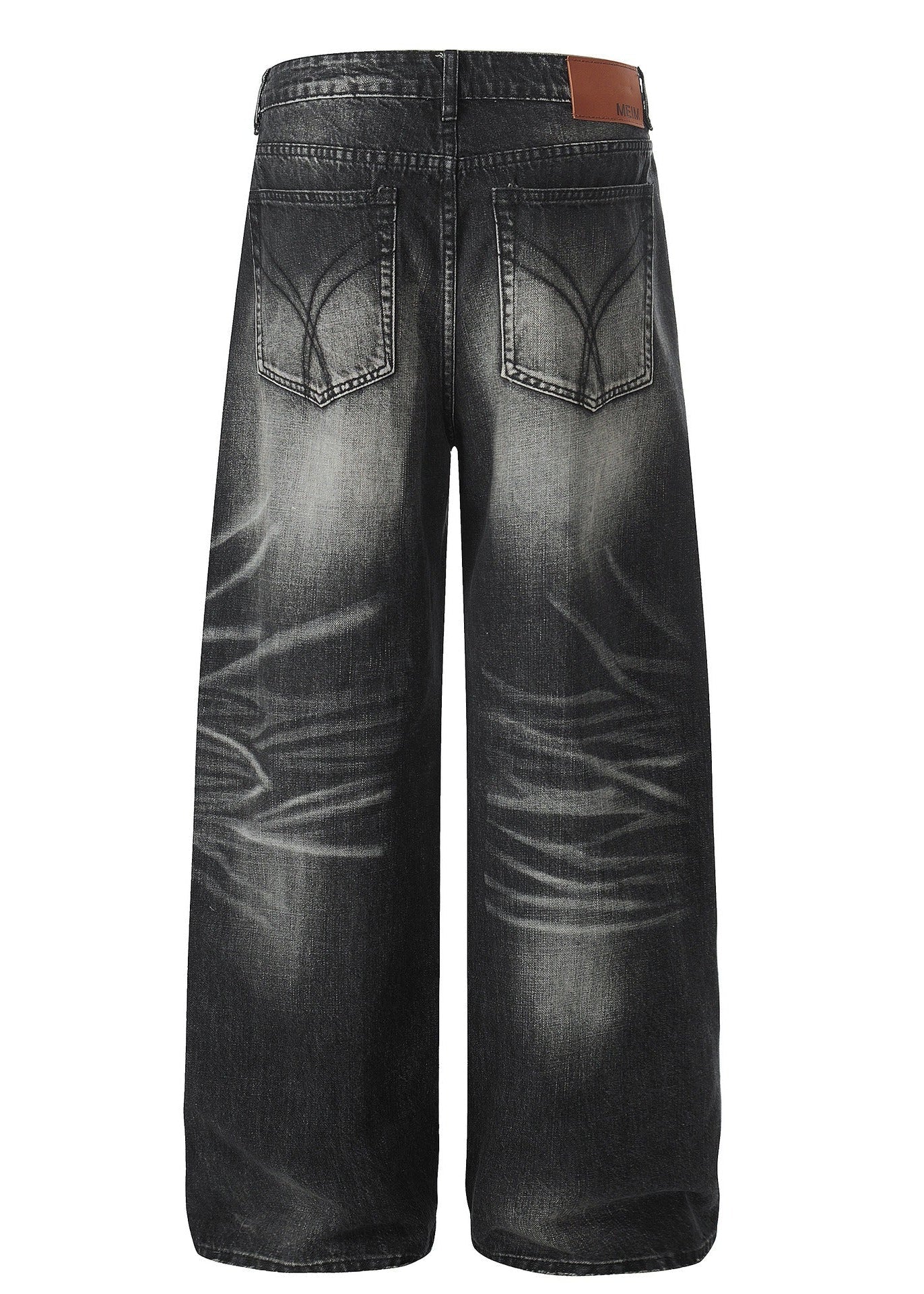 Vintage Washed Distressed Denim Wide Leg Pants - Rick Circus