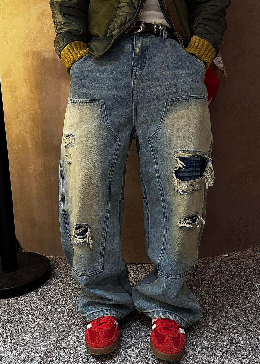 Vintage Washed Distressed Jeans - Rick Circus