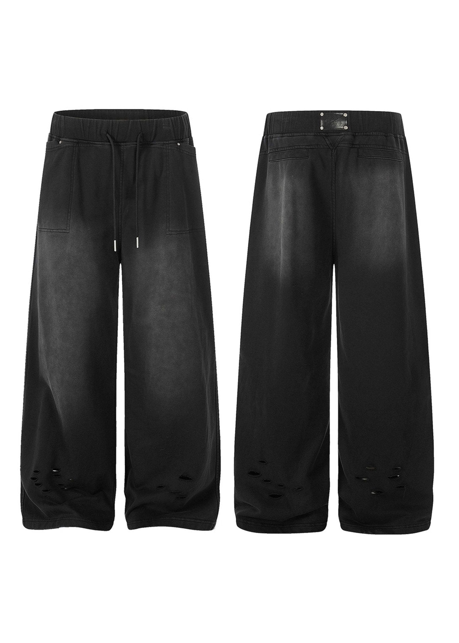 Vintage Washed Distressed Wide Leg Sweatpants - Rick Circus