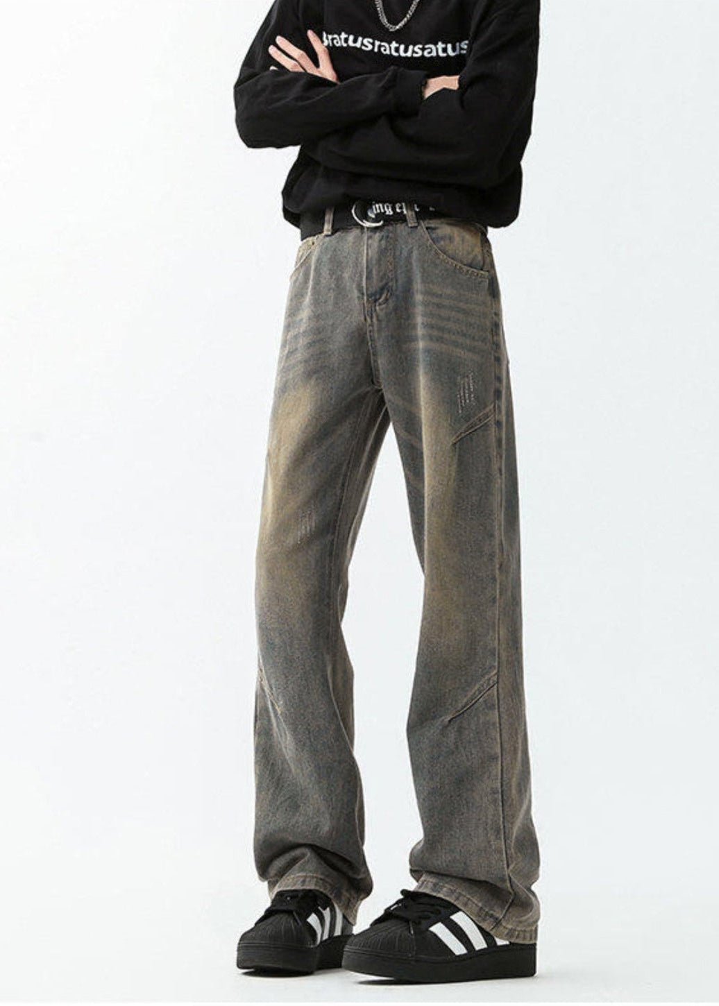 Vintage Washed Loose - Fit Denim Jeans - Rick Circus