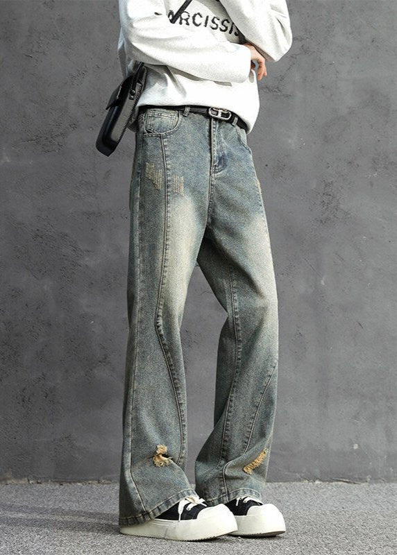 Vintage Washed Loose Fit Ripped Jeans - Rick Circus