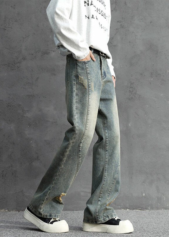 Vintage Washed Loose Fit Ripped Jeans - Rick Circus