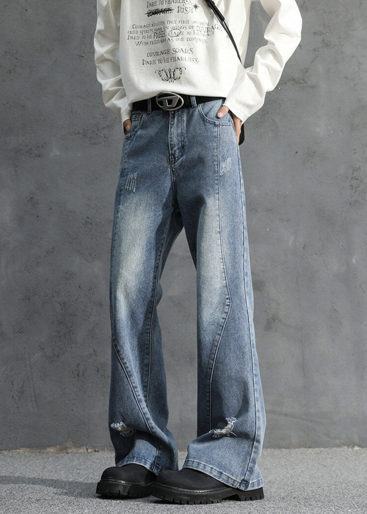 Vintage Washed Loose Fit Ripped Jeans - Rick Circus