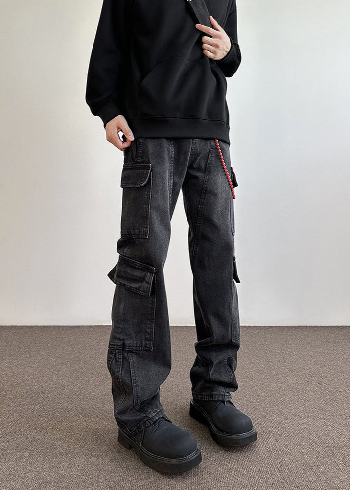 Vintage Washed Multi - Pocket Cargo Jeans - Rick Circus
