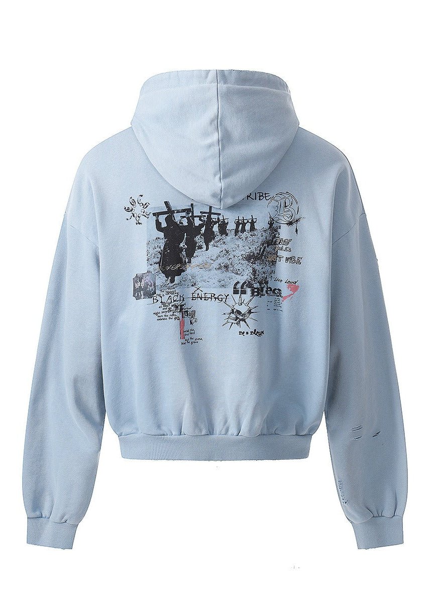 Vintage Washed Streetwear Dark Style Hooded Jacket - Rick Circus
