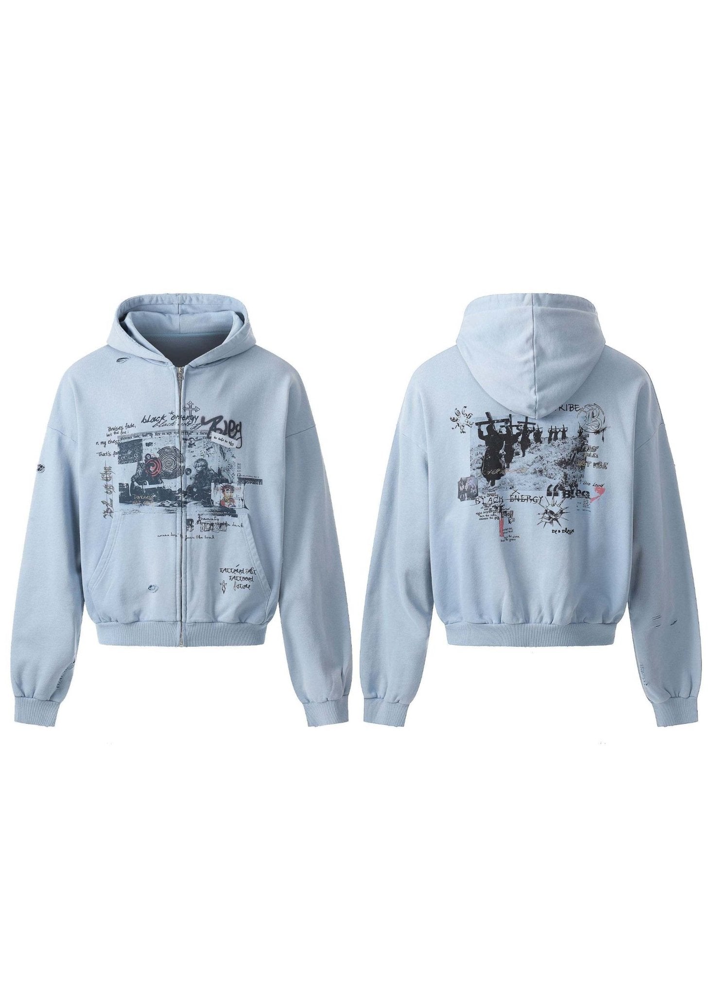 Vintage Washed Streetwear Dark Style Hooded Jacket - Rick Circus