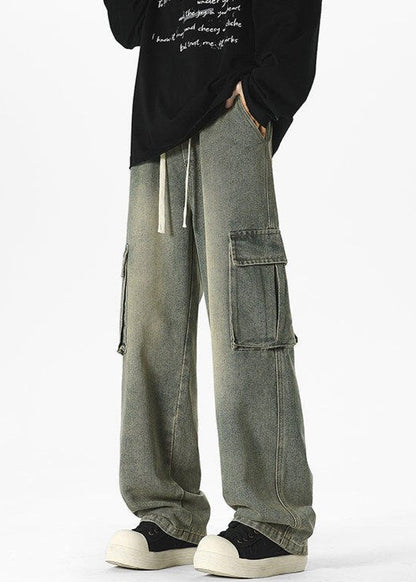 Vintage Washed Wide - Leg Cargo Jeans - Rick Circus