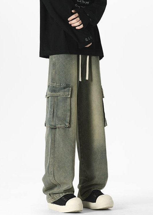 Vintage Washed Wide - Leg Cargo Jeans - Rick Circus