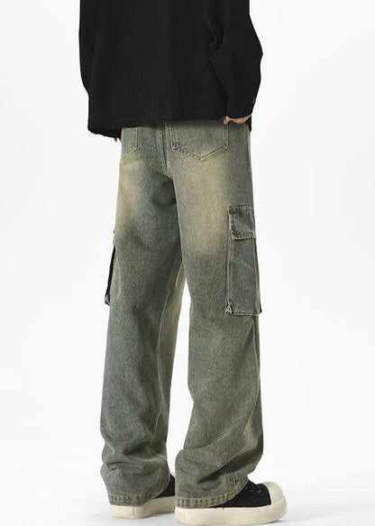 Vintage Washed Wide - Leg Cargo Jeans - Rick Circus