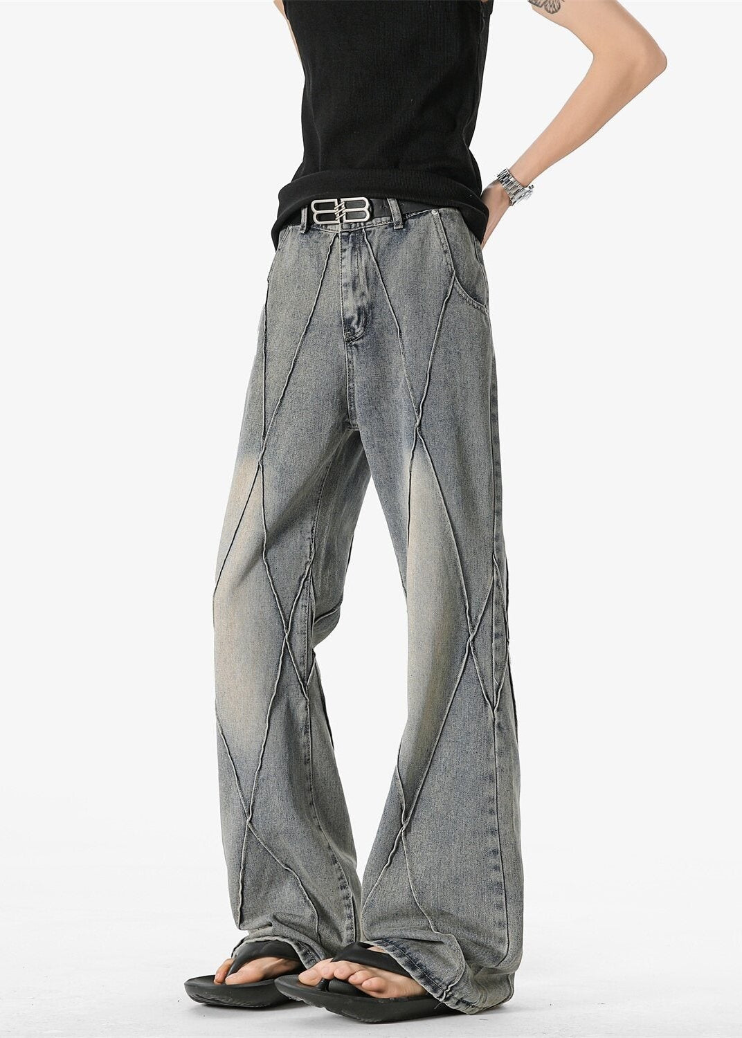 Vintage Washed Wide - Leg Jeans - Rick Circus