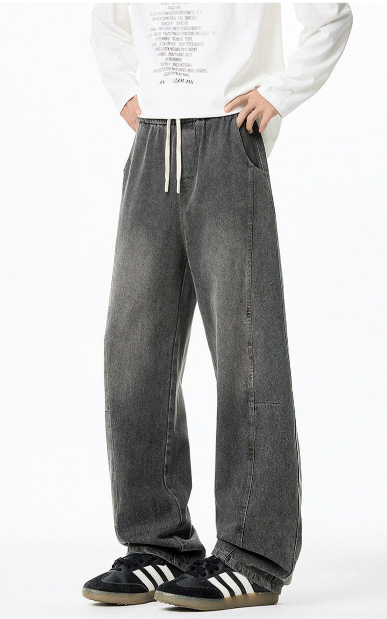 Vintage Wide - Leg Washed Denim Pants - Rick Circus