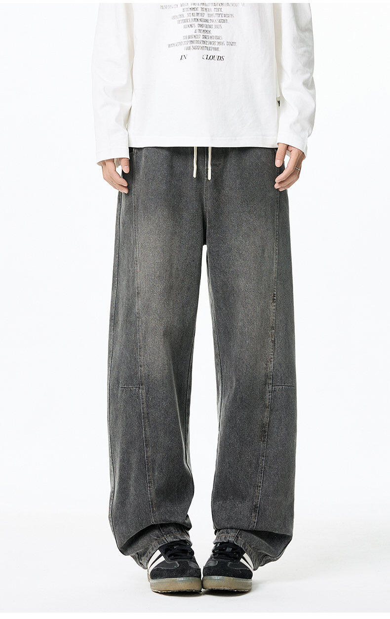 Vintage Wide - Leg Washed Denim Pants - Rick Circus