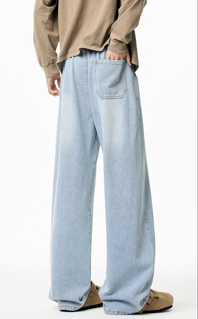 Vintage Wide - Leg Washed Denim Pants - Rick Circus