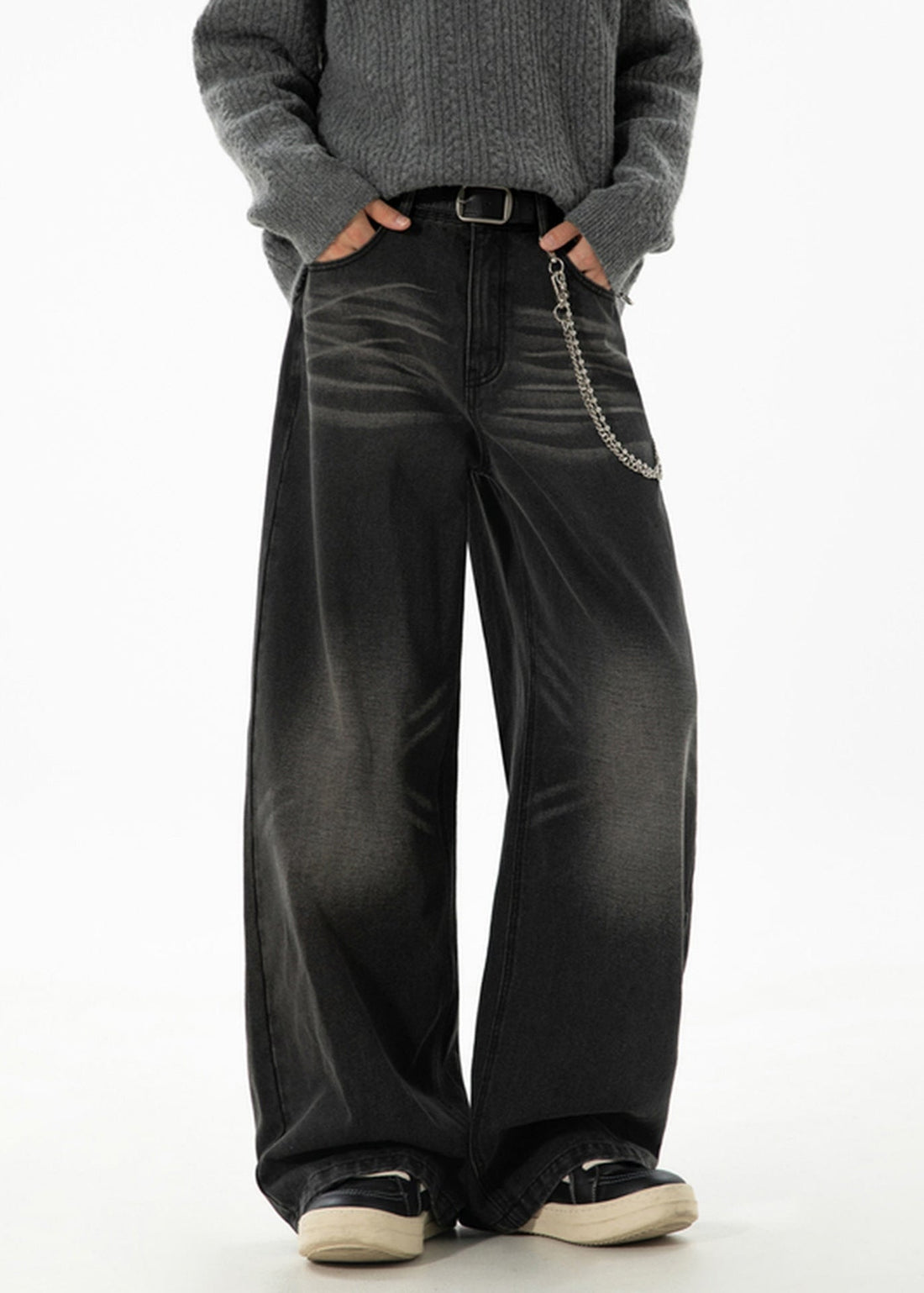 Washed Black Wide - Leg Jeans - Rick Circus