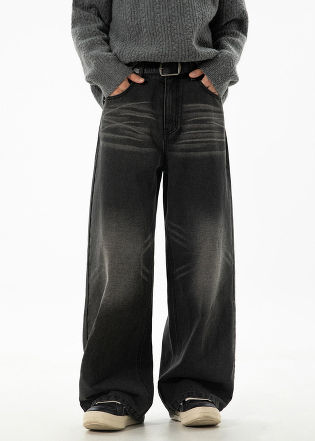Washed Black Wide - Leg Jeans - Rick Circus