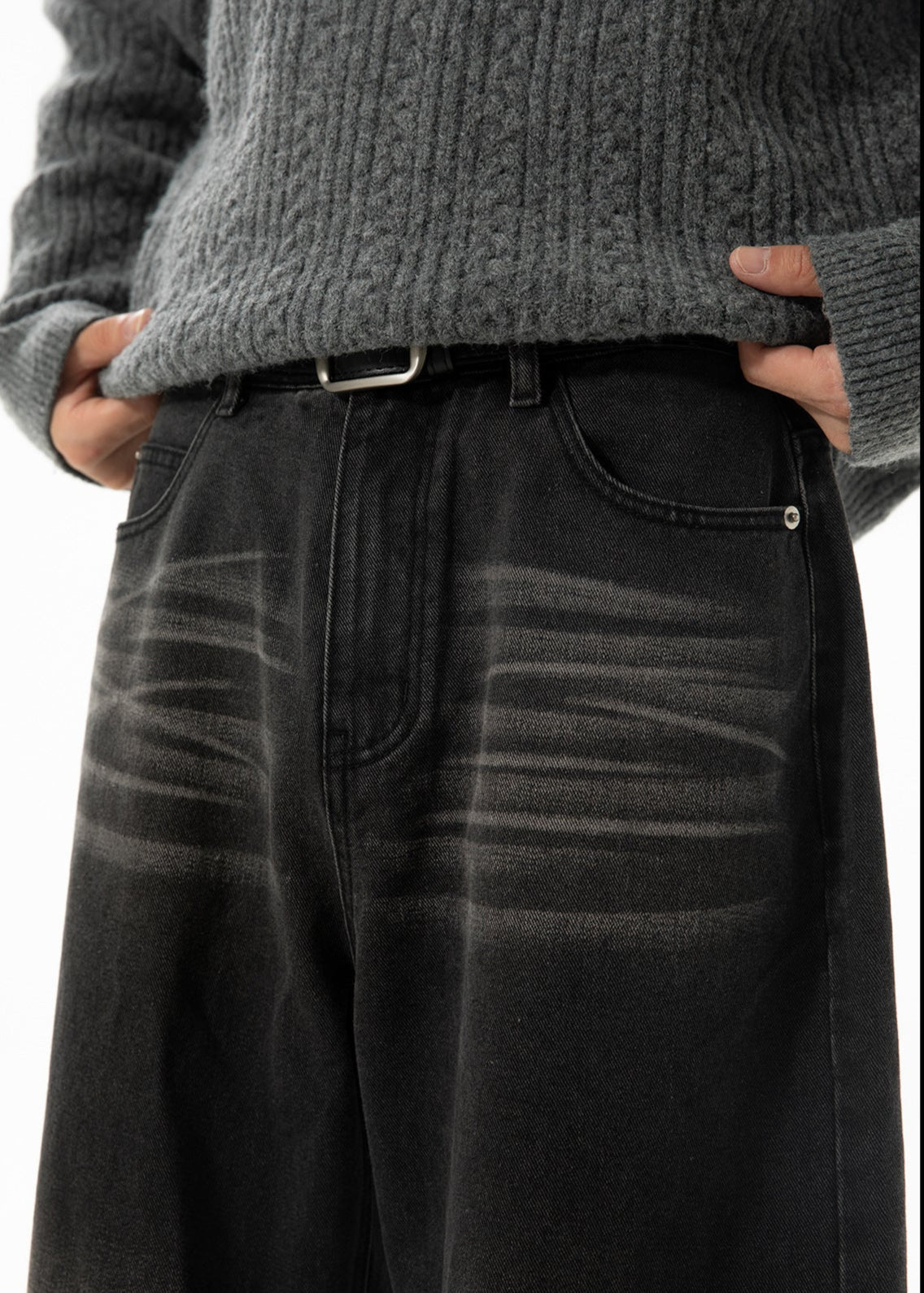 Washed Black Wide - Leg Jeans - Rick Circus