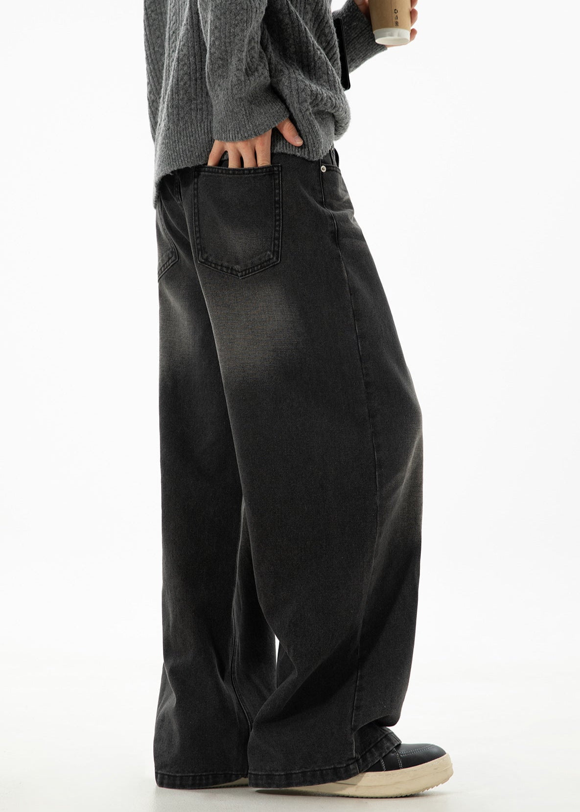 Washed Black Wide - Leg Jeans - Rick Circus