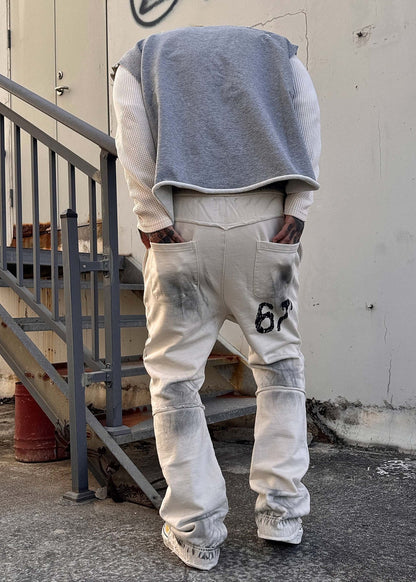 Washed Cotton Distressed Drawstring Pants - Rick Circus