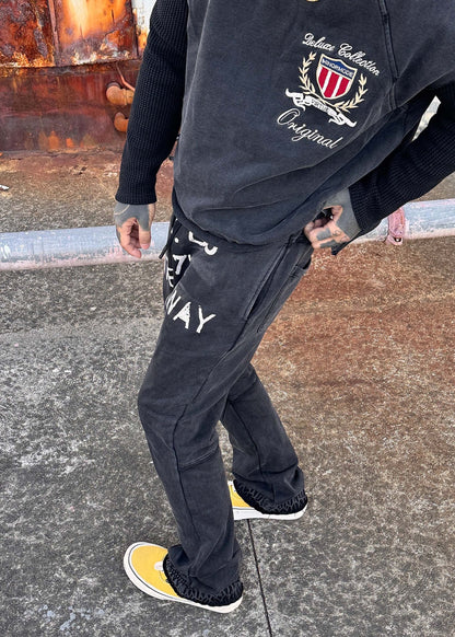 Washed Cotton Distressed Drawstring Pants - Rick Circus